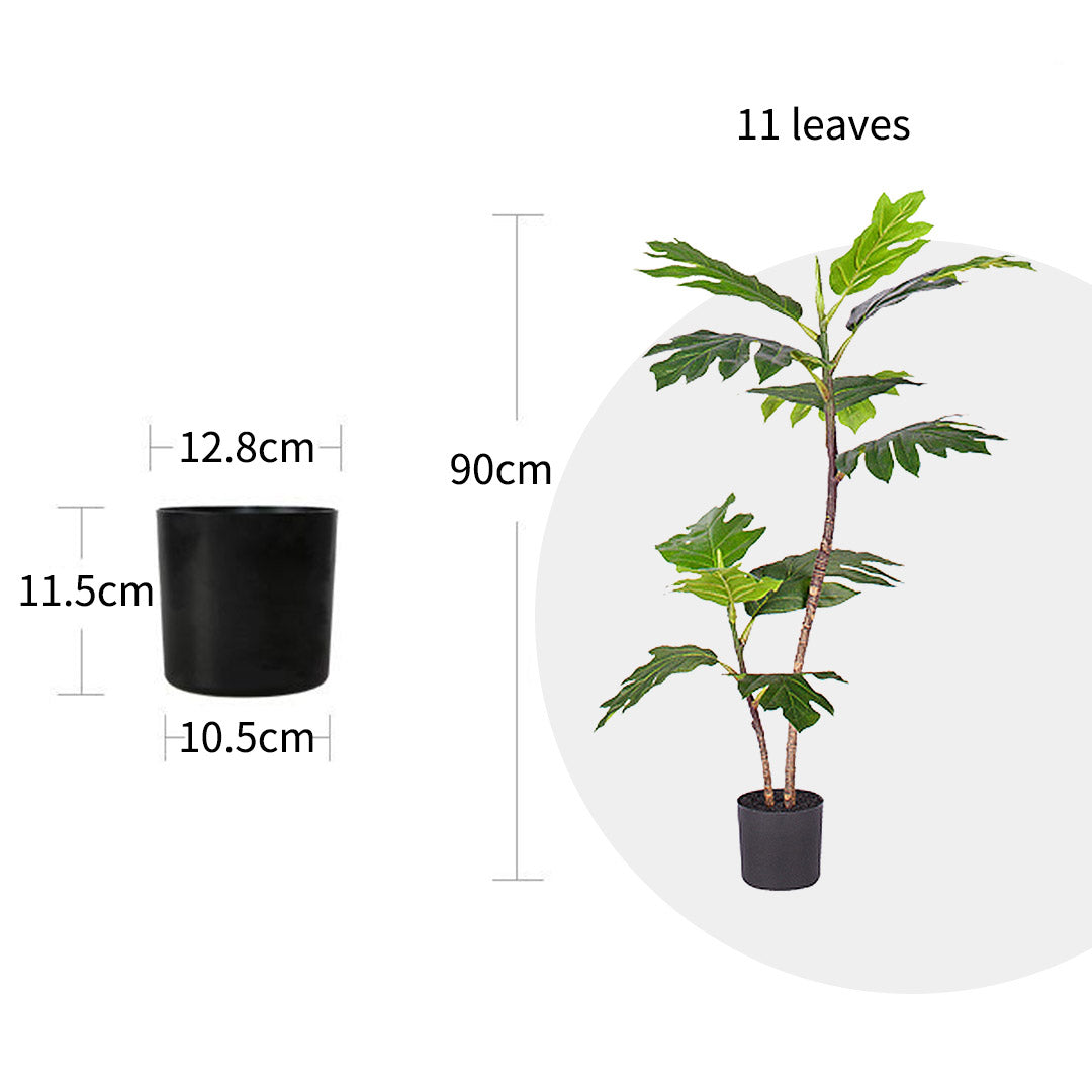 90cm 2-Trunk Artificial Split-Leaf Philodendron Tree