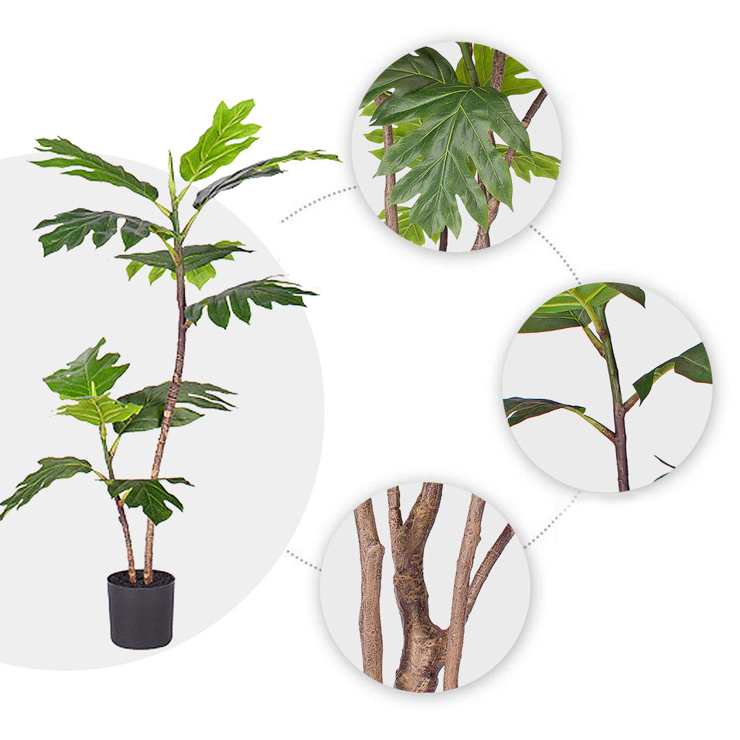 90cm 2-Trunk Artificial Split-Leaf Philodendron Tree