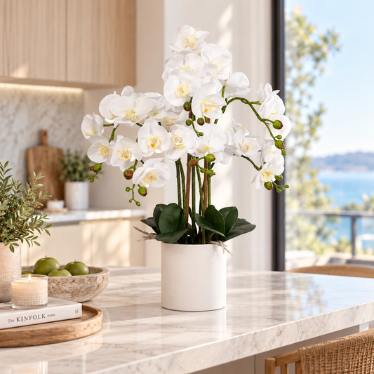 Multi-Stem White Orchid 65cm