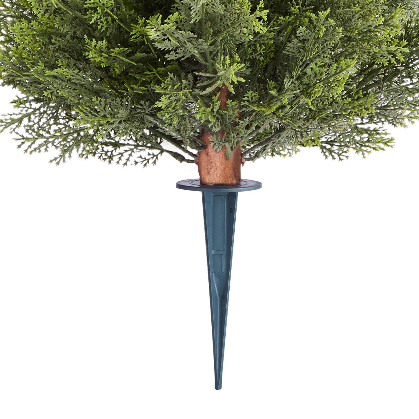 Artificial Topiary Cypress Trees with Ground Spike, 2 Set 406mm Faux Shrubs & Bushes Potted Plants, Fake Silk Tree Look Real for Decor Front Porch Outdoor Indoor Patio Garden Balcony Backyard
